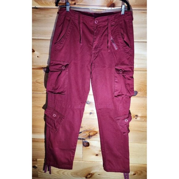 Must Way Cargo Pants Size 34X30 Utility Drawstring Outdoors Red Paratrooper - Picture 1 of 12